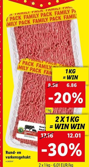 Lidl Rund en varkensgehakt aanbieding