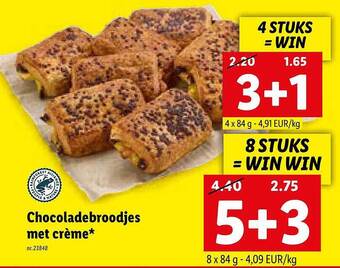 Lidl Chocoladebroodjes met crème aanbieding