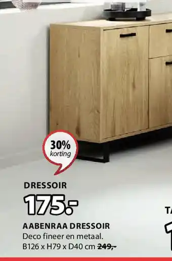 Jysk Aabenraa dressoir deco fineer en metaal B126xH79xD40CM aanbieding