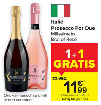 Carrefour Market Italie Prosecco For Due aanbieding