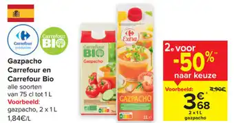 Carrefour Market Gazpacho Carrefour en Carrefour Bio aanbieding