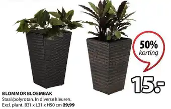 Jysk Blommor bloembak B31xL31xH50CM aanbieding