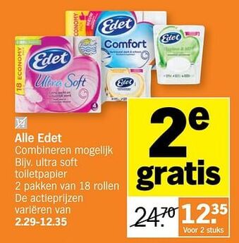 Albert Heijn Edet ultra soft toiletpapier aanbieding