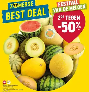 Delhaize Meloen of Watermeloen Van 750g tot 1.8kg aanbieding