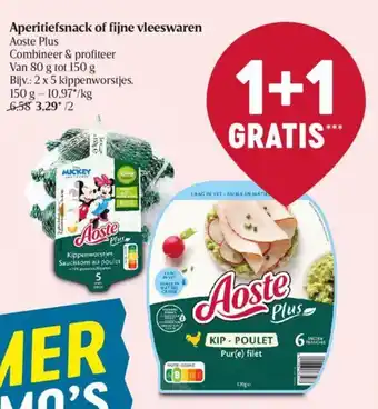 Delhaize Aoste Plus Aperitiefsnack of Fijne Vleeswaren aanbieding