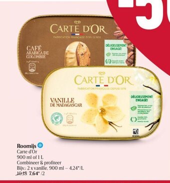 Delhaize Carte d'Or Roomijs 900ml of 1L aanbieding