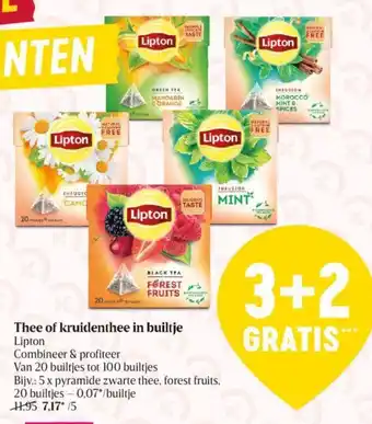 Delhaize Lipton Thee of Kruidenthee in Builtje aanbieding