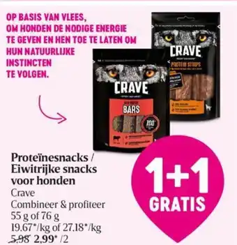 Delhaize Crave Proteinesnacks/ Eiwitrijke Snacks Voor Honden aanbieding