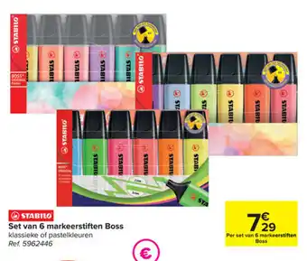 Carrefour Stabilo set van 6 markeerstiften boss aanbieding