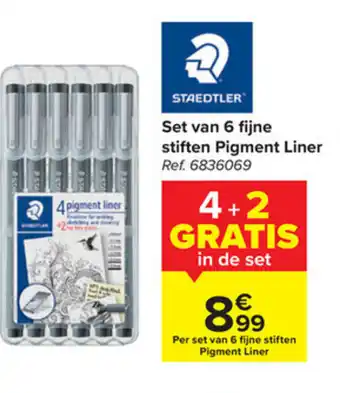 Staedtler set van 6 fijne stiften pigment liner