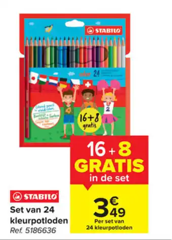 Carrefour Stabilo set van 24 kleurpotloden aanbieding