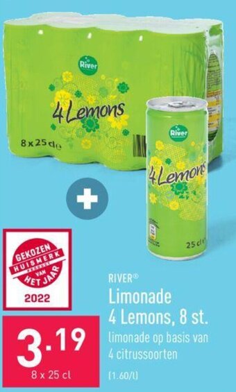 ALDI River Limonade 4 Lemons, 8 st. aanbieding