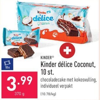 ALDI Kinder delice Coconut, 10 st. aanbieding