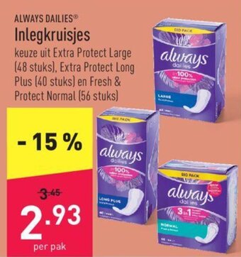 ALDI Always Dailies Inlegkruisjes aanbieding