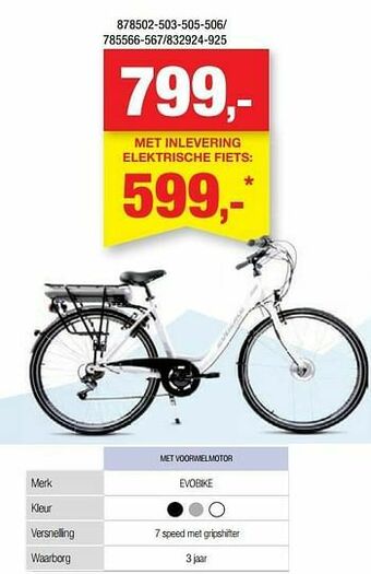 Hubo Elektrische fiets met voorwielmotor evobike aanbieding