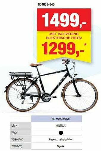 Hubo Elektrische fiets met middenmotor minerva aanbieding