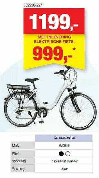 Hubo Elektrische fiets met middenmotor evobike aanbieding
