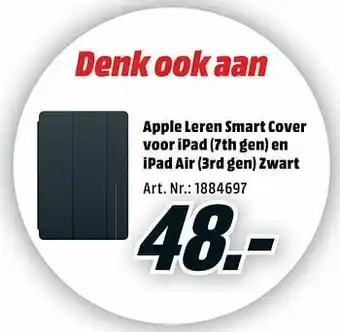 MediaMarkt Apple leren smart cover voor ipad (7th gen) en ipad air (3rd gen) zwart aanbieding