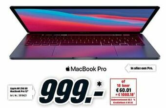 MediaMarkt Apple m1 256 gb macbook pro 13`` aanbieding
