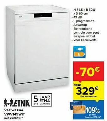 Carrefour Etna vaatwasser vwv149wit aanbieding