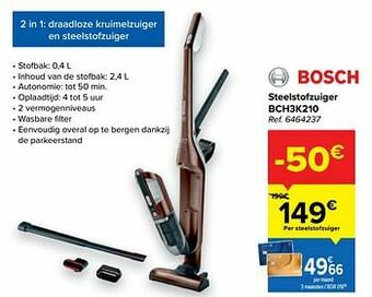 Carrefour Bosch steelstofzuiger bch3k210 aanbieding