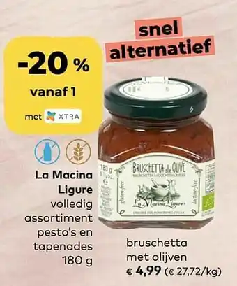 La macina ligure bruschetta met olijven
