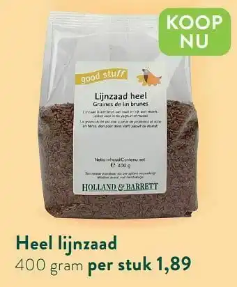 Holland & Barrett Heel lijnzaad aanbieding