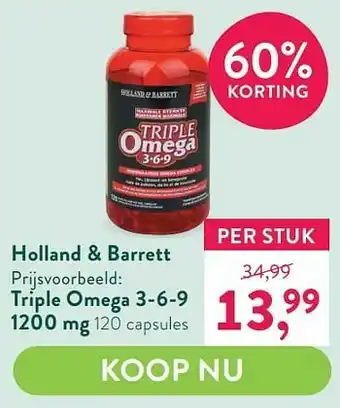 Holland & Barrett Triple omega 3-6-9 1200 mg aanbieding
