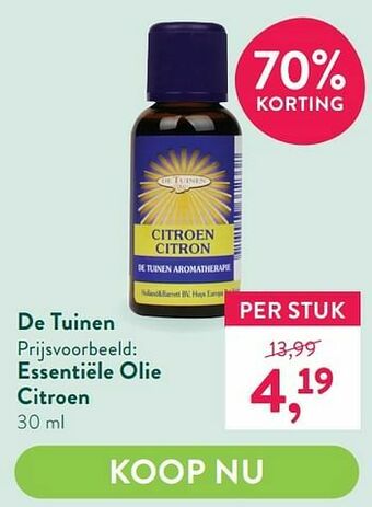 Holland & Barrett Essentiële olie citroen aanbieding