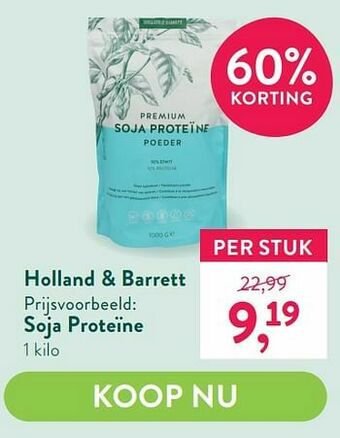 Holland & Barrett Soja proteïne aanbieding