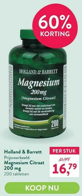 Holland & Barrett Magnesium citraat 200 mg aanbieding