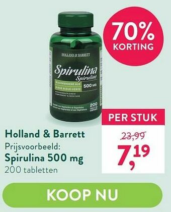 Holland & Barrett Spirulina 500 mg aanbieding