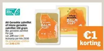 Albert Heijn Gerookte zalmfilet 100 gram aanbieding