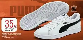 Cora Baskets en cuir pour homme lederen baskets voor heren smash aanbieding