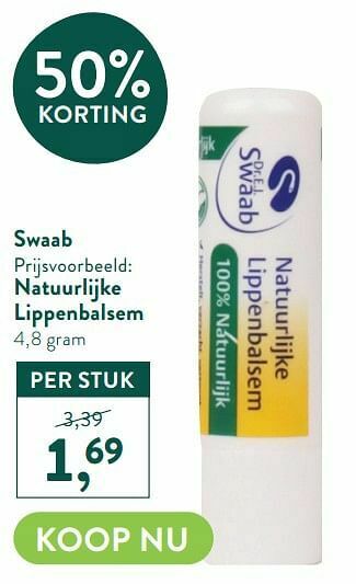 Holland & Barrett Natuurlijke lippenbalsem aanbieding