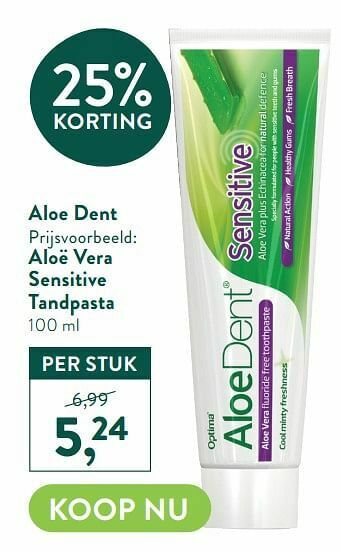 Holland & Barrett Aloë vera sensitive tandpasta aanbieding