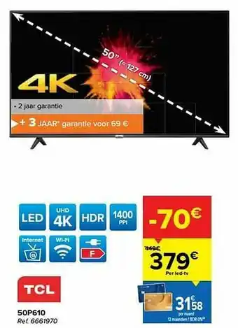 Carrefour Tcl led-tv 50p610 aanbieding