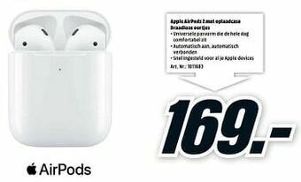 MediaMarkt Apple airpods 2 met oplaadcase draadloze oortjes aanbieding