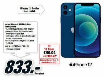 MediaMarkt Apple iphone 12 5g 128 gb blue smartphone aanbieding
