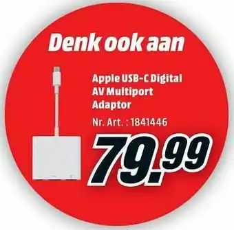 MediaMarkt Apple usb-c digital av multiport adaptor aanbieding