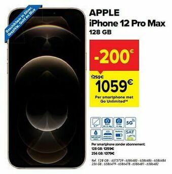 Carrefour Apple iphone 12 pro max 128 gb aanbieding