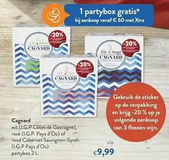 OKay Cagnard wit i.g.p côtes de gascogne rosé i.g.p. pays d`oc of rood cabernet sauvignon-syrah i.g.p pays d`oc partybox aanbieding