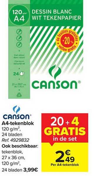 Carrefour A4 tekenblok aanbieding