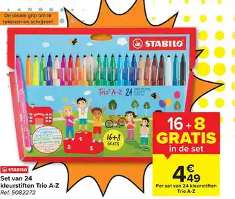 Carrefour Set van 24 kleurstiften trio az aanbieding