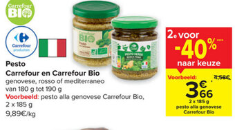 Carrefour Pesto Carrefour en Carrefour Bio aanbieding