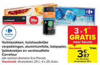 Carrefour Vuilniszakken, Huishoudelijke Verpakkingen, Aluminiumfolie, Bakpapier, Ijsblokzakjes en Vershoudfolie Carrefour Alle Soorten aanbieding