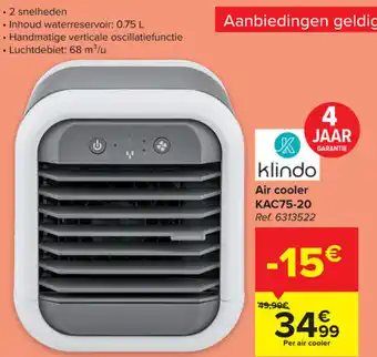 Carrefour Klindo Air Cooler KAC75-20 aanbieding