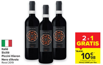 Carrefour Italië Sicilië Piccini Hieron Nero d'Avola Rood 2019 aanbieding