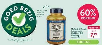 Holland & Barrett Cod liver oil 1000 mg aanbieding