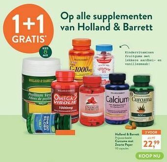 Holland & Barrett Curcuma met zwarte peper aanbieding
